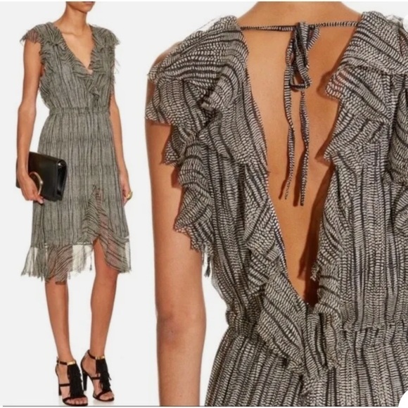 L'Agence Sophie Dress - Grey & White Flowy silk- size 6. EUC - Picture 2 of 10